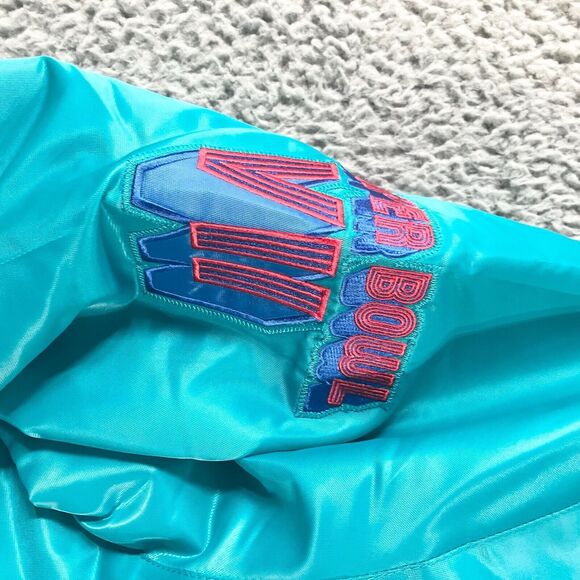 Starter Miami Dolphin Jacket Mens Large Orange Blue Varsity Bomber Super Bowl - Picture 6 of 12